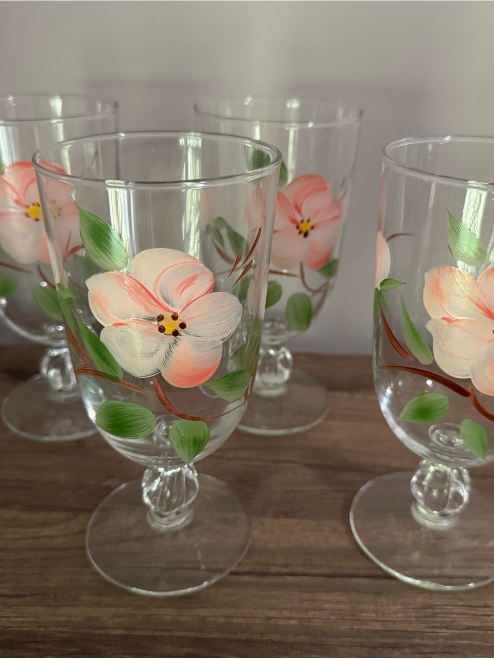 Vintage Franciscan Desert Rose Water Goblets/Tea Glasses – 6.75” Set of 4